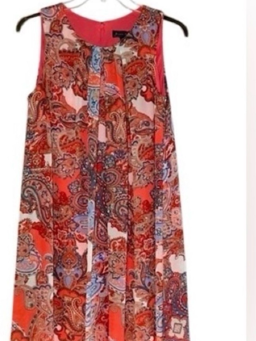Jessica Howard Coral and Blue Paisley Sleeveless Shift Dress - Picture 2 of 7